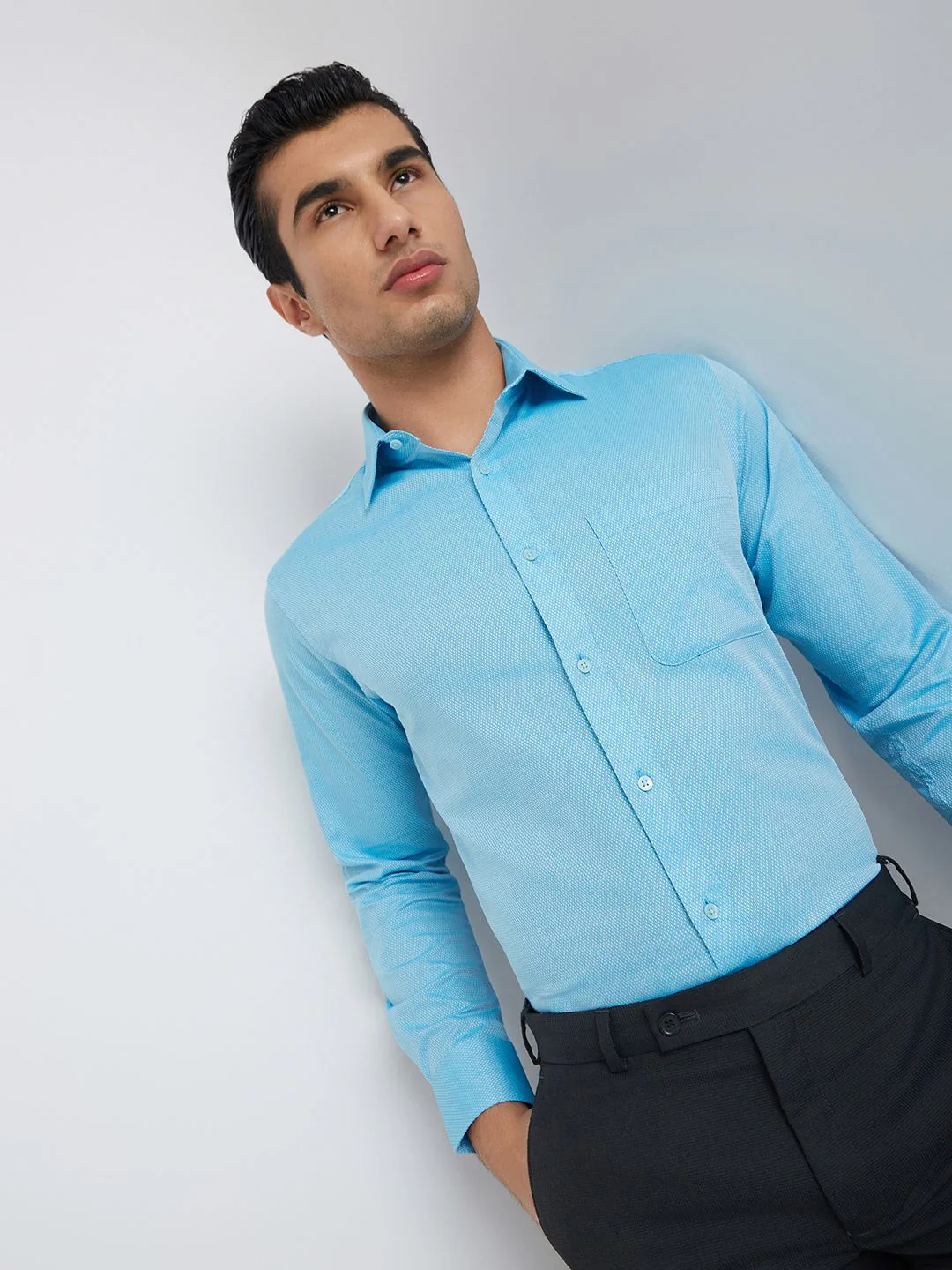 Raymond Textured Pure Cotton Slim Fit Formal Shirt - Image 7