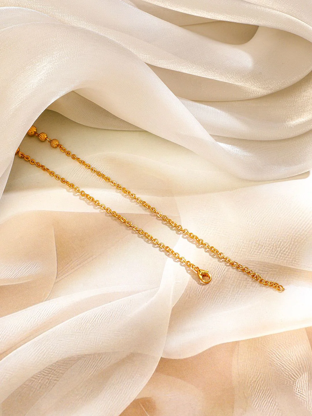 Rubans 18K Gold-Plated Cubic Zirconia Stone Gold, Green & Pink Beaded Matar Mala Necklace - Image 4