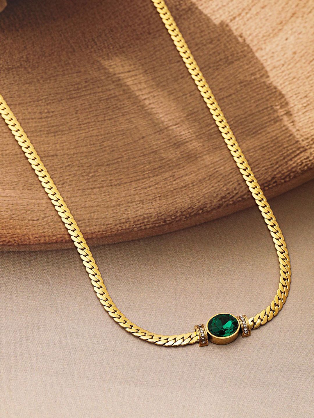 Rubans 18K Gold Plated StainlessSteel Tarnish Free Waterproof CZ Demi-Fine Necklace - Image 2