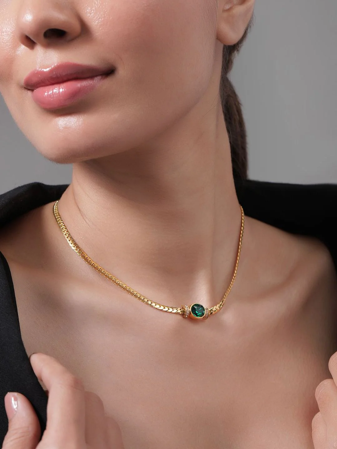 Rubans 18K Gold Plated StainlessSteel Tarnish Free Waterproof CZ Demi-Fine Necklace - Image 6