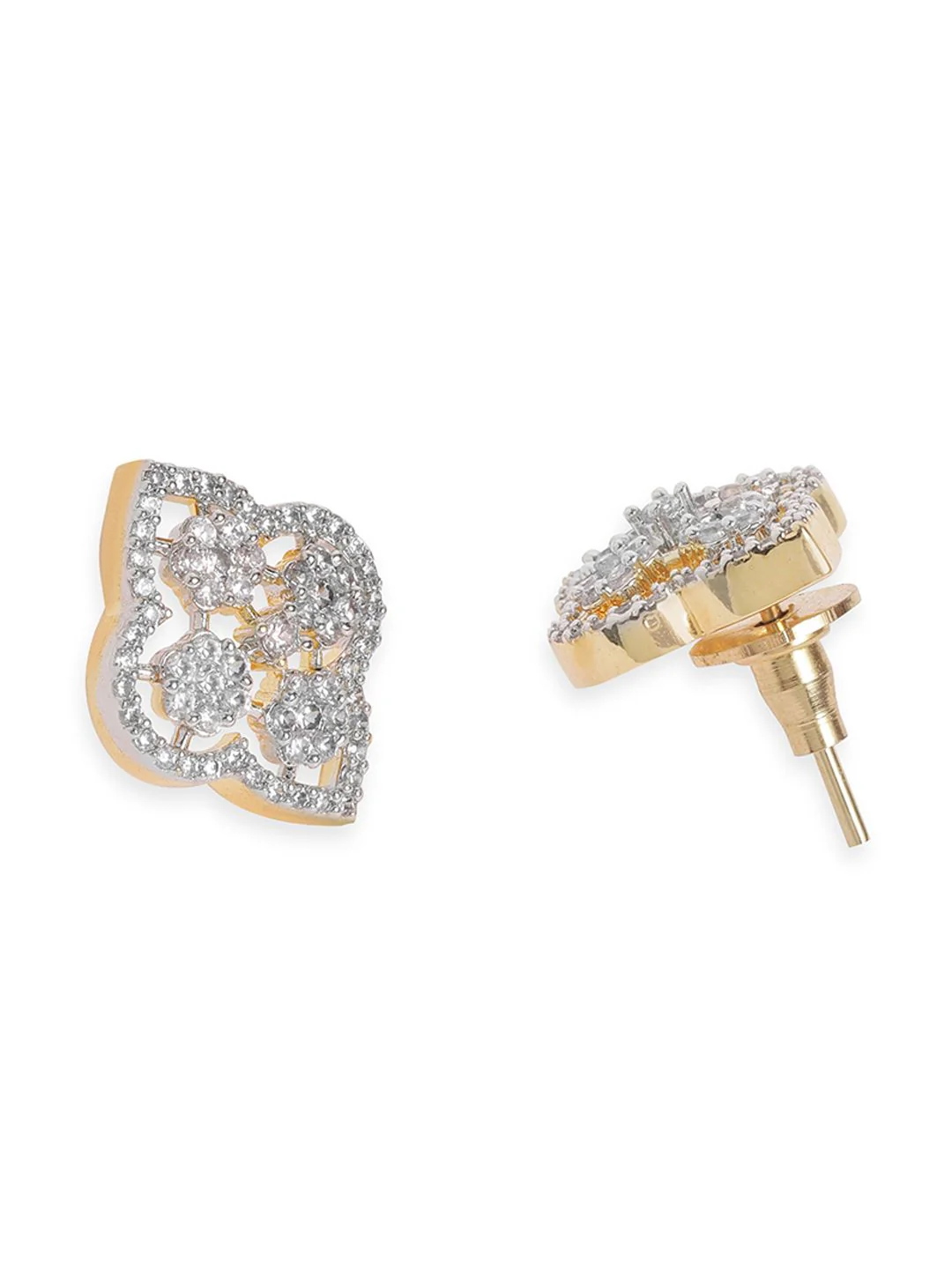 Rubans 22K Gold Plated Cubic Zirconia Stone Studded Pendant Jewellery Set - Image 4
