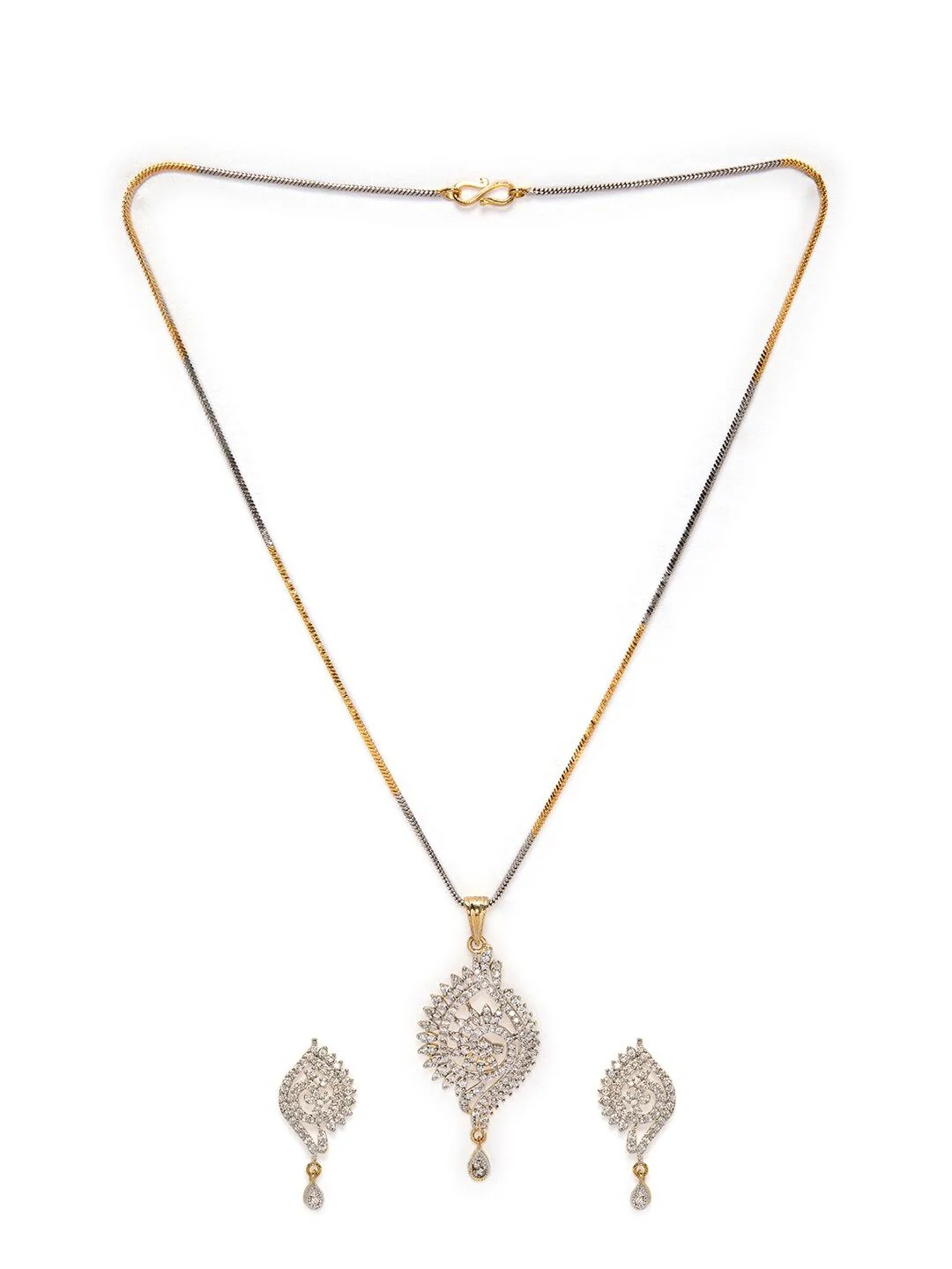 Rubans Gold-Plated Handcrafted Zircon Stone Studded Peacock Jewellery Set - Image 4