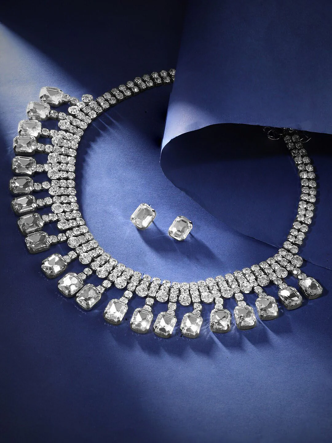 Rubans Women Rhodium Plated Crystal White AD & Cubic Zirconia Studded Jewellery Set - Image 2