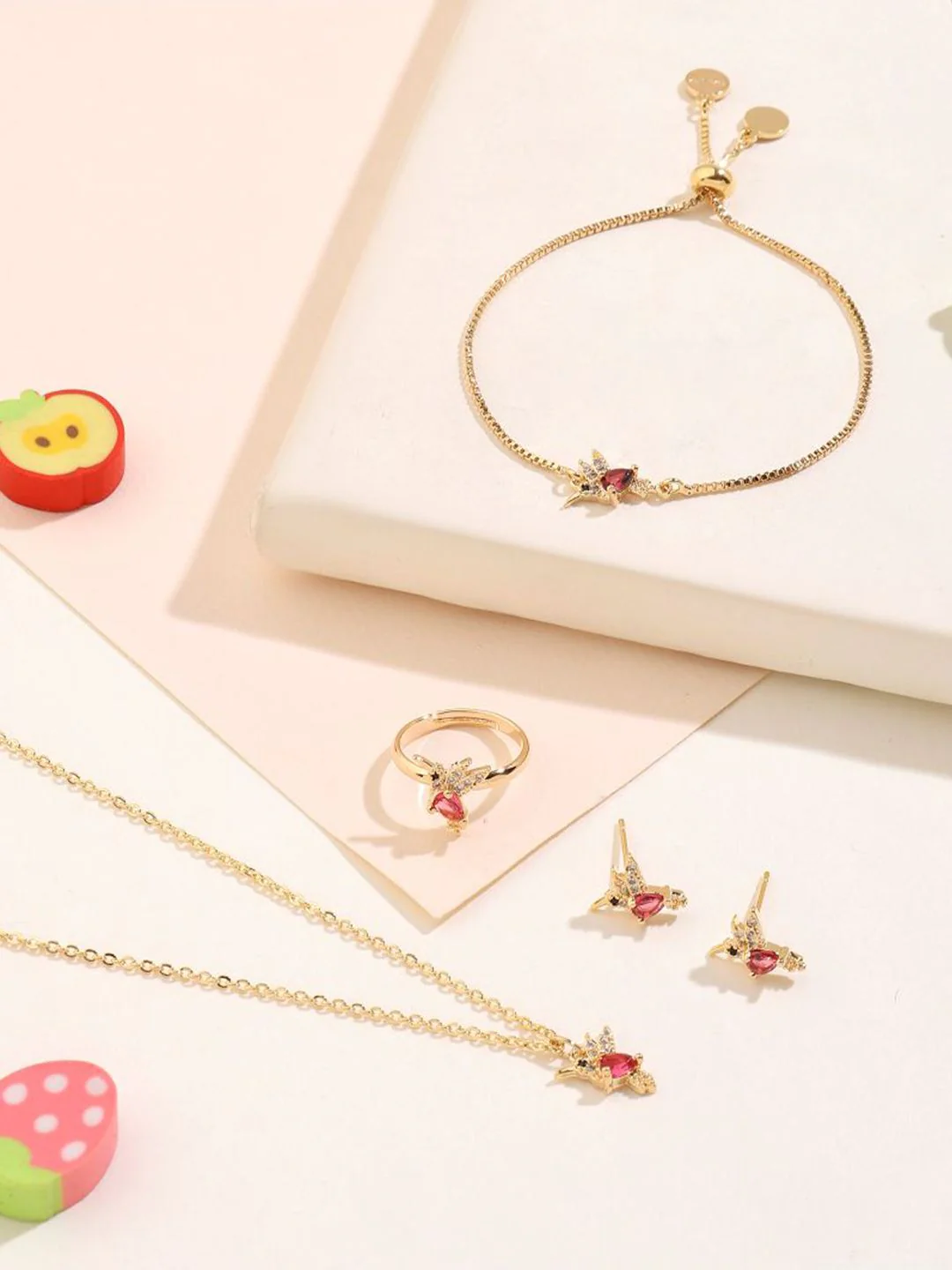 SALTY Kids Gold-Plated Stone-Studded Falcon Jewellery Set
