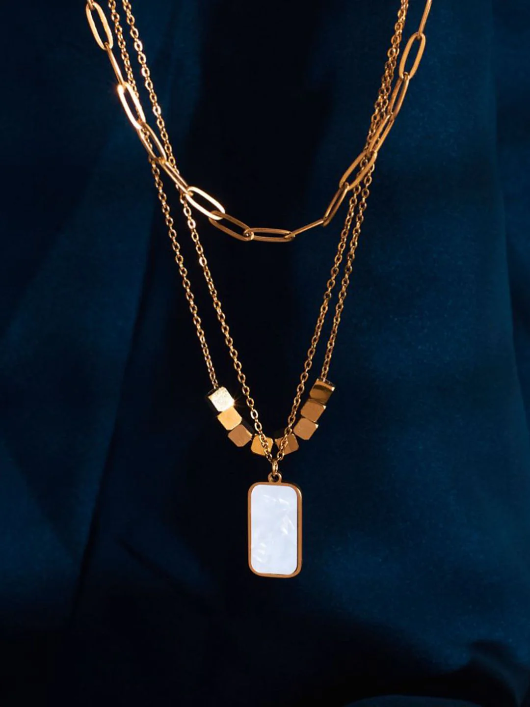 SALTY Marble Layered Stainless Steel Necklace - Image 2