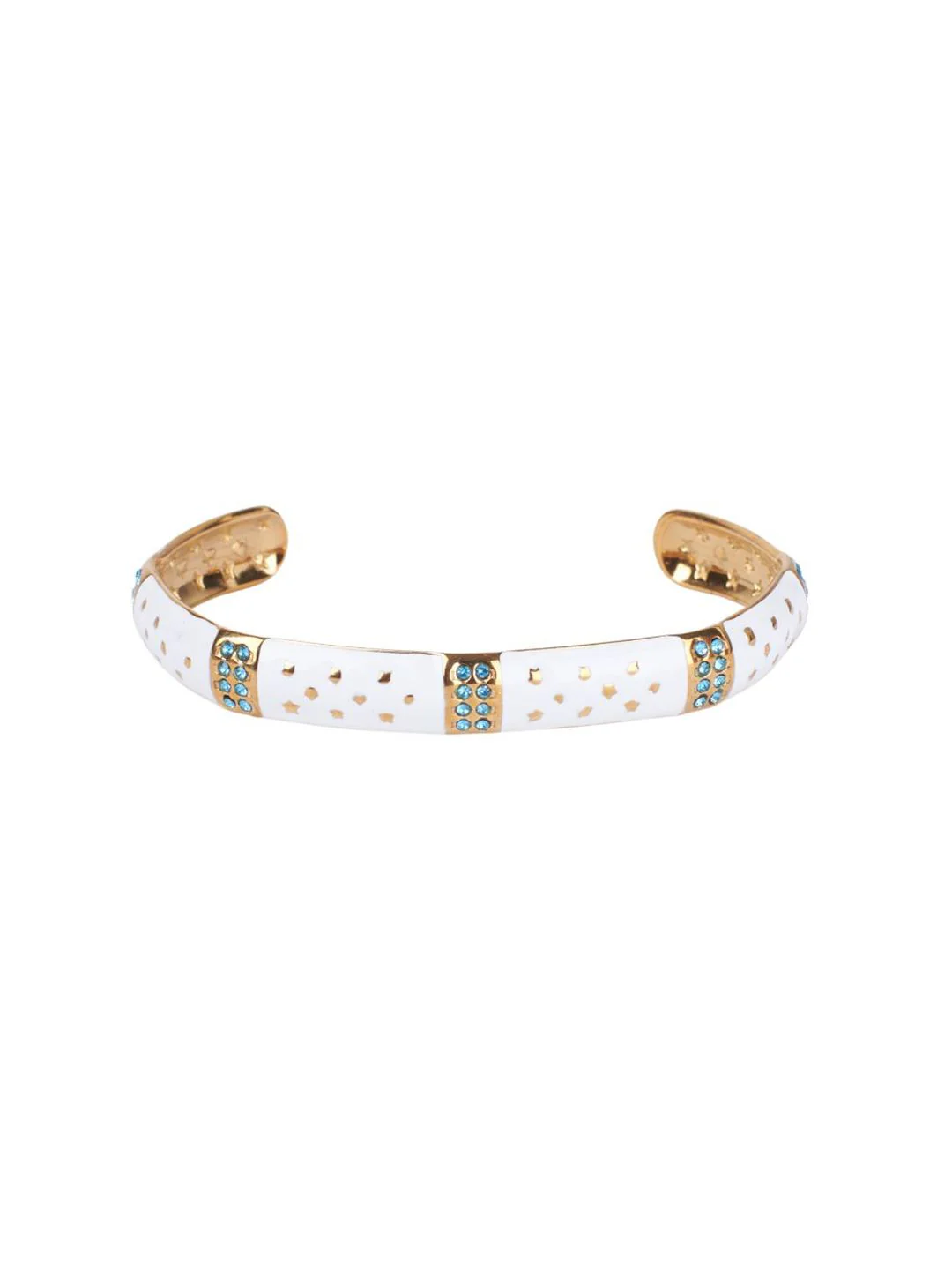 SALTY Women Stainless Steel Stone Studded Opulent Gold Cuff Accents Bracelet - Image 2