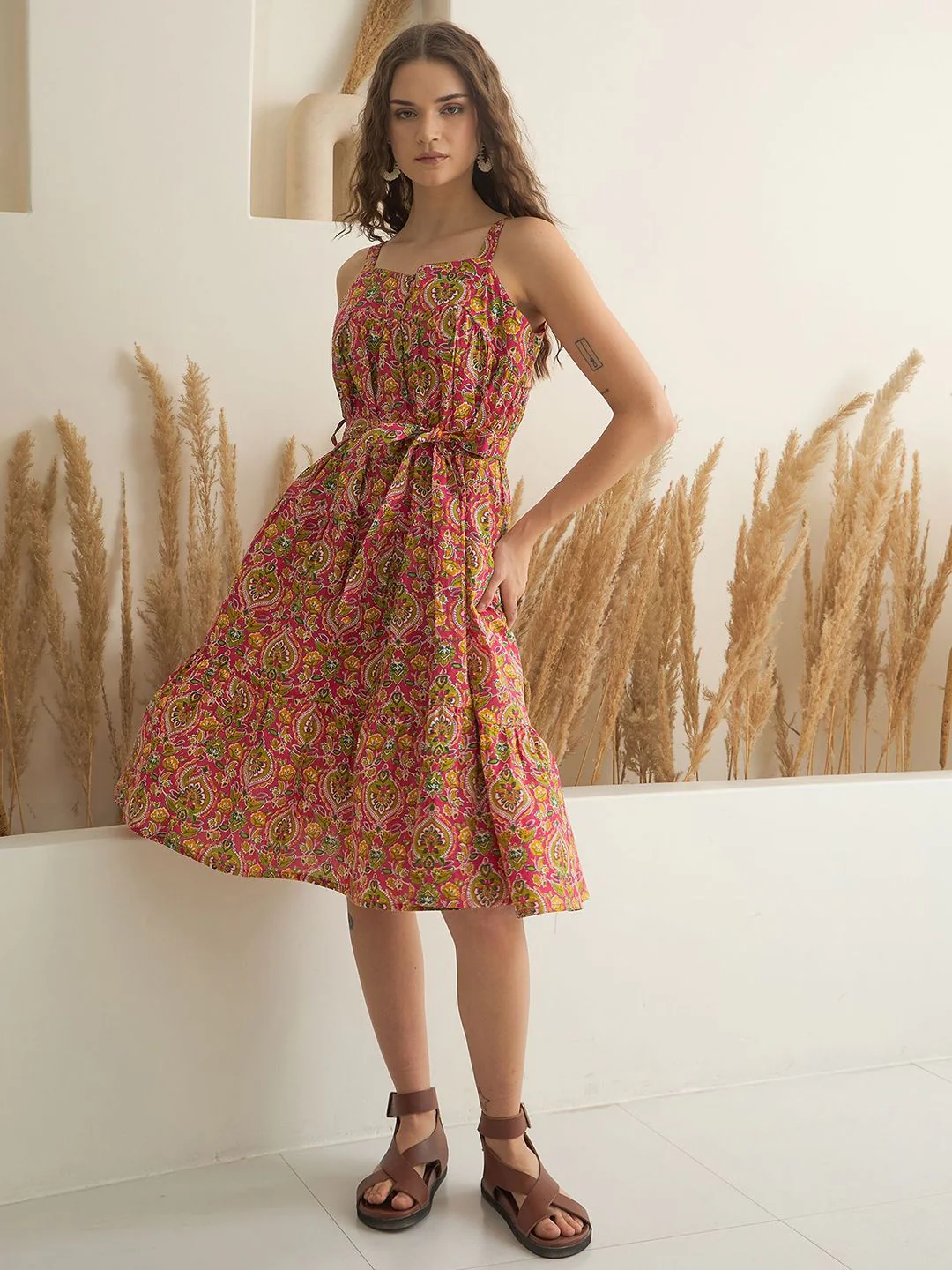 SANSKRUTIHOMES Floral Print A-Line Dress - Image 5
