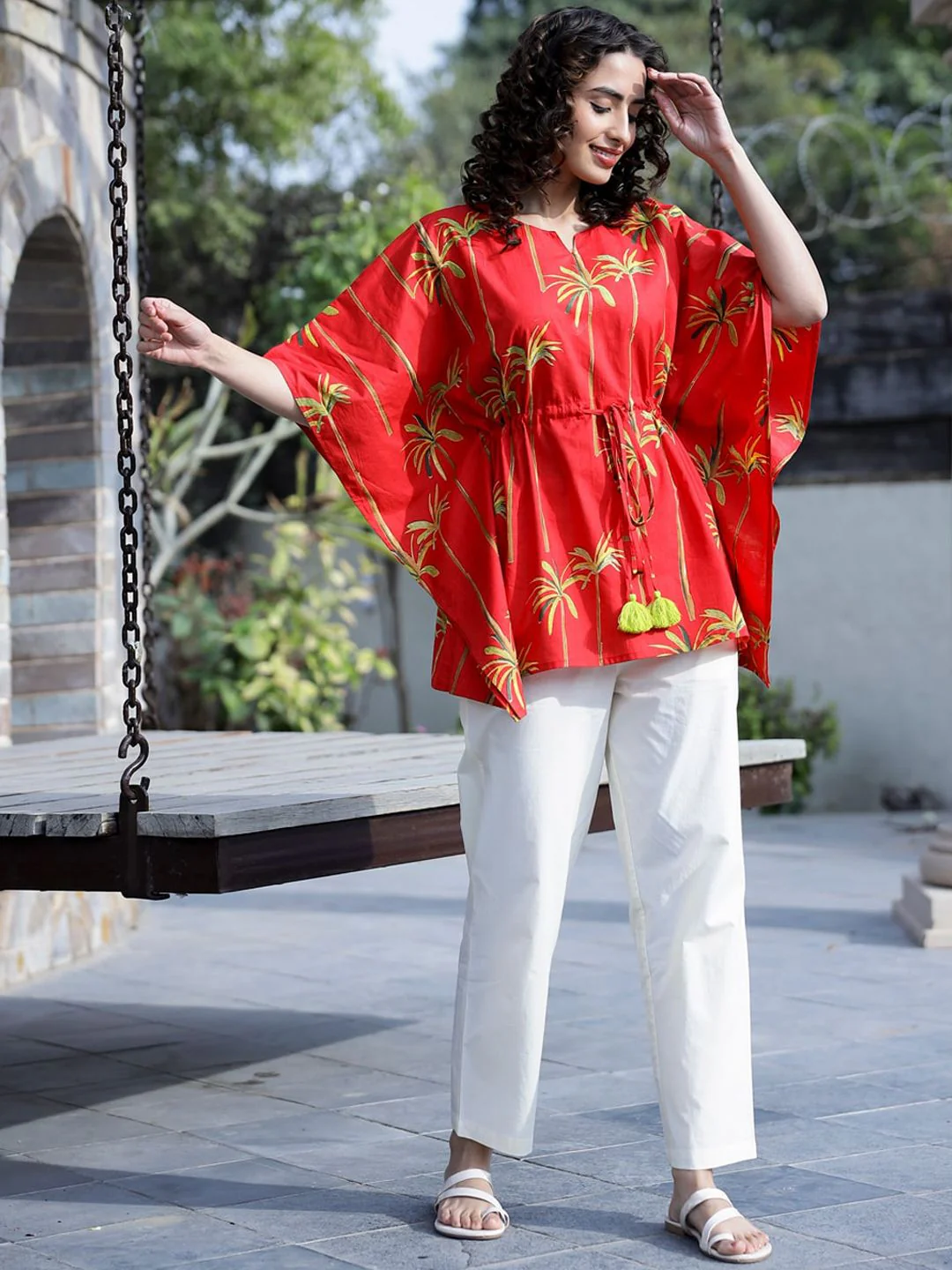 SANSKRUTIHOMES Floral Printed Cotton Kaftan Co-Ords Set - Image 3