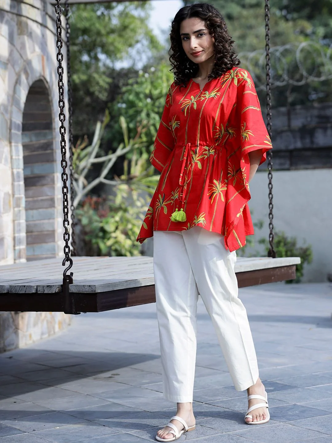 SANSKRUTIHOMES Floral Printed Cotton Kaftan Co-Ords Set - Image 5