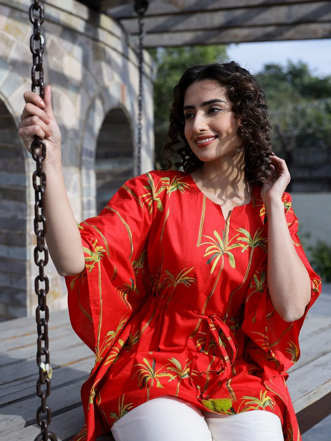 SANSKRUTIHOMES Floral Printed Cotton Kaftan Co-Ords Set - Image 6