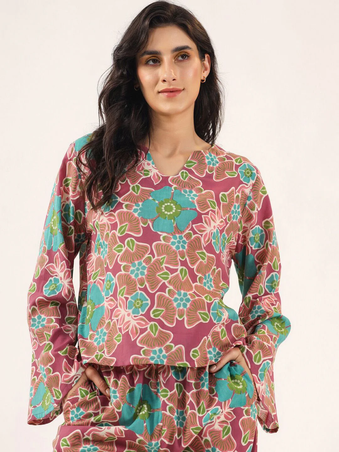 SANSKRUTIHOMES Floral Printed Pure Cotton Night Suit - Image 2