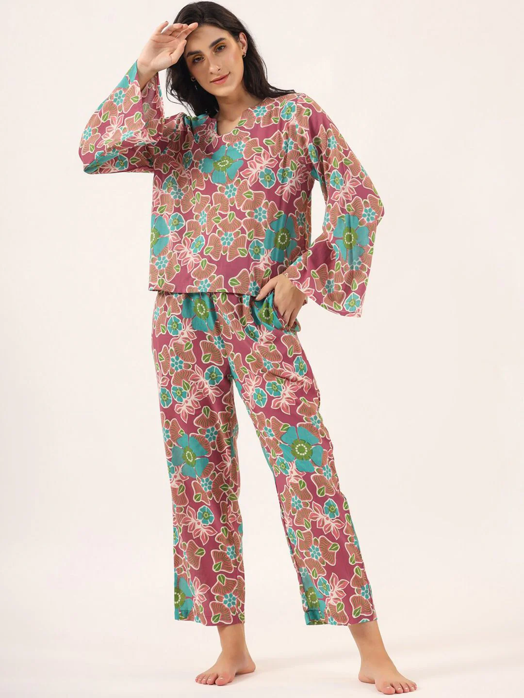 SANSKRUTIHOMES Floral Printed Pure Cotton Night Suit - Image 6