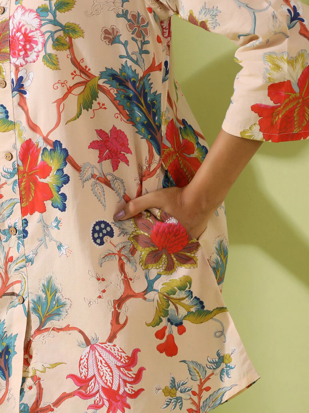 SANSKRUTIHOMES Floral Printed Shirt Collar Pure Cotton Night suit - Image 7