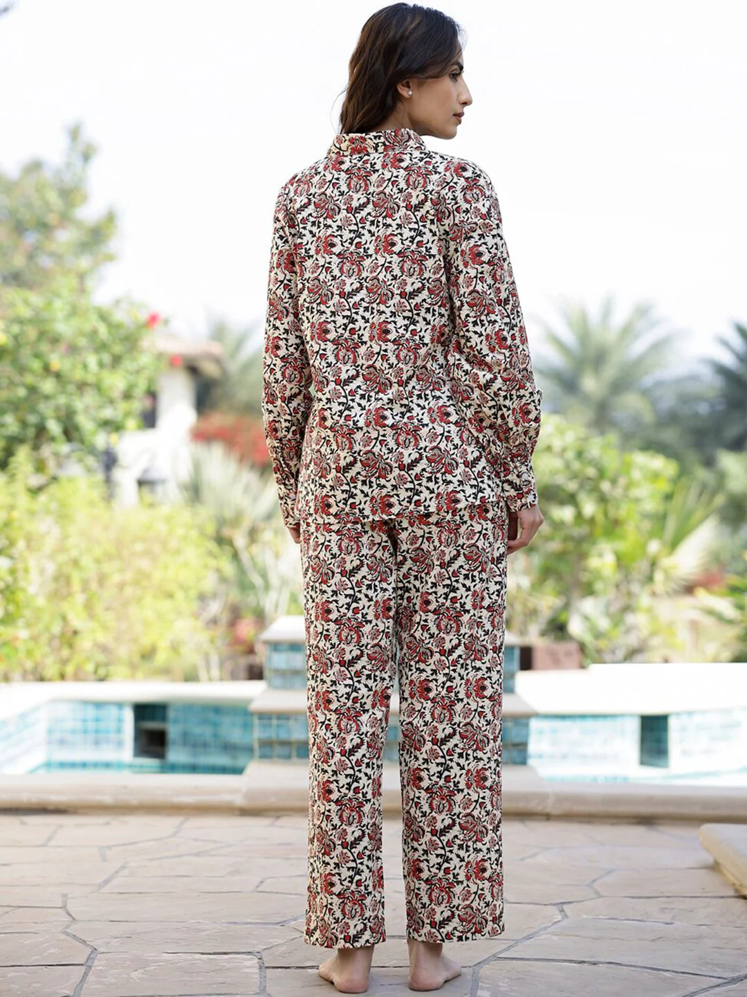 SANSKRUTIHOMES Floral Printed Shirt Collar Pure Cotton Night suit - Image 5