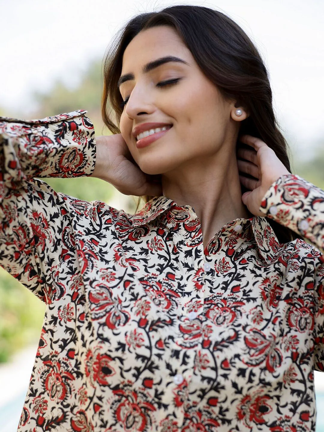 SANSKRUTIHOMES Floral Printed Shirt Collar Pure Cotton Night suit - Image 6