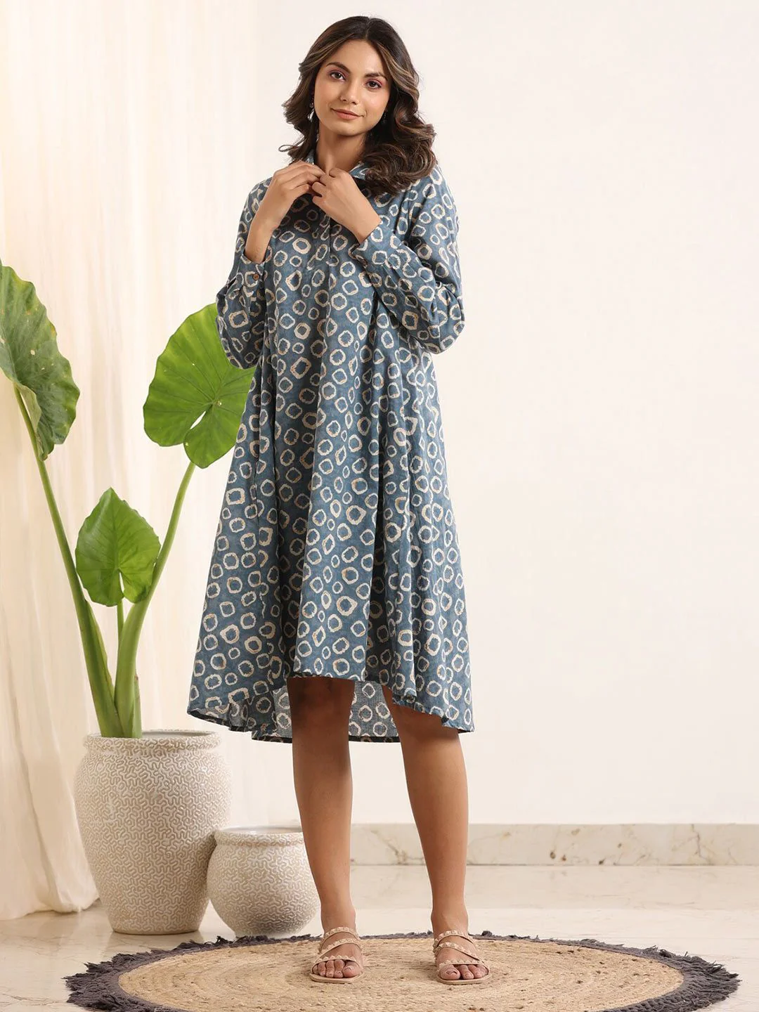 SANSKRUTIHOMES Geometric Printed Pure Cotton Kaftan Nightdress - Image 6