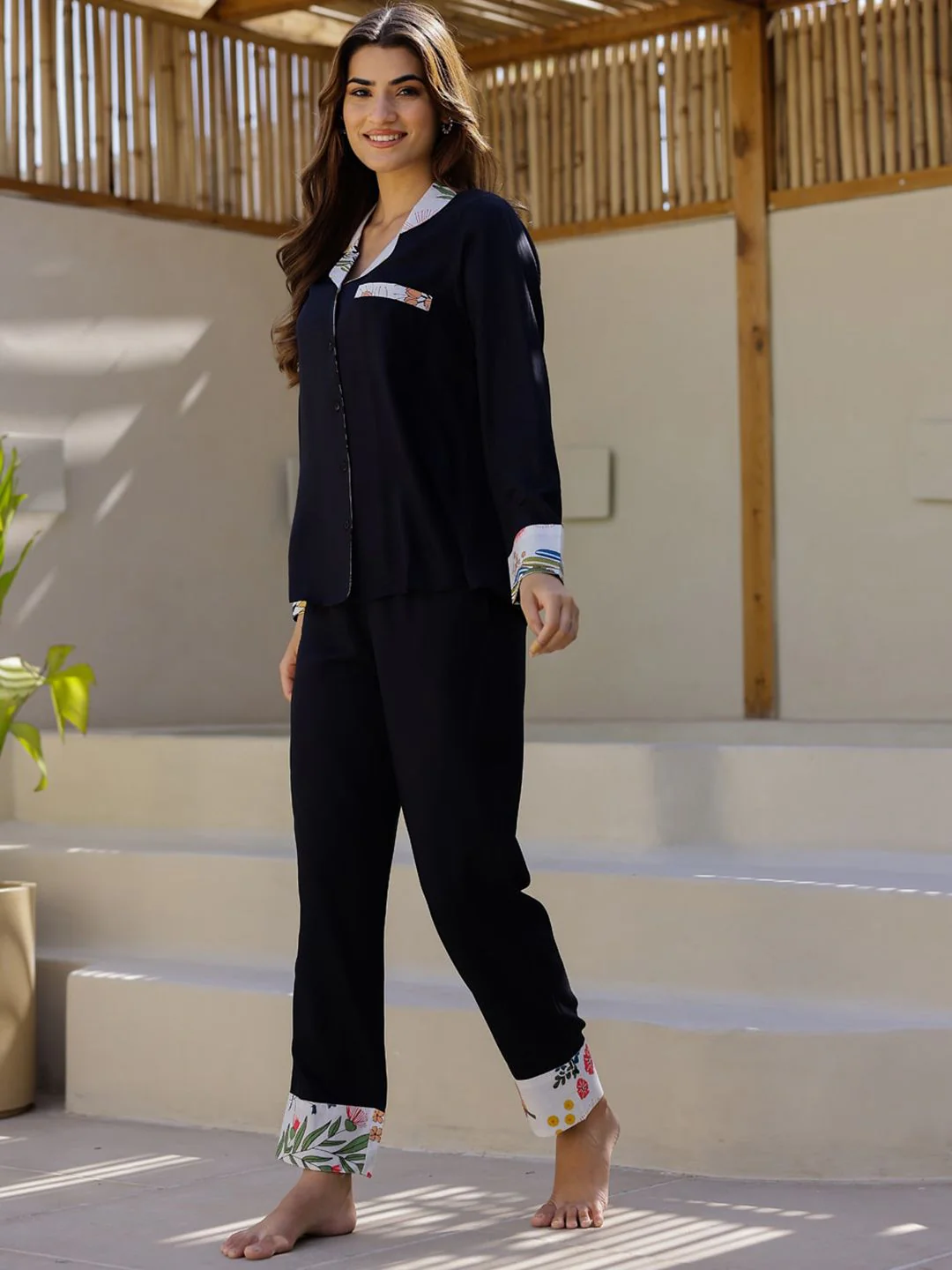 SANSKRUTIHOMES Long Sleeves Lapel Collar Night suit - Image 5