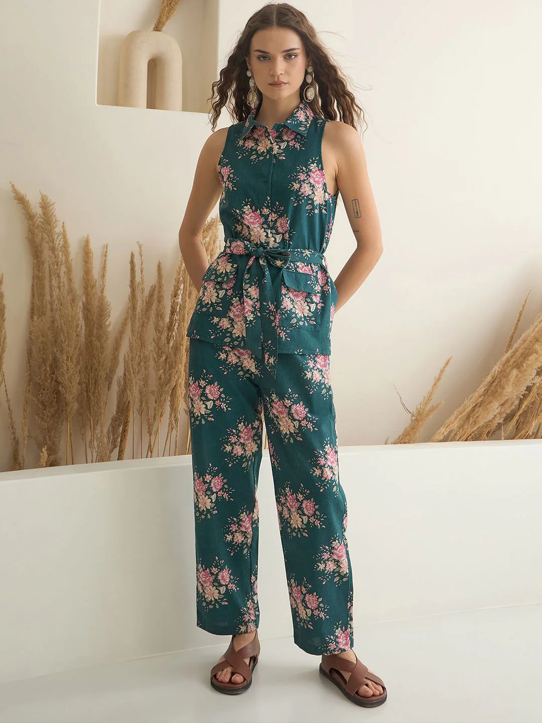 SANSKRUTIHOMES Printed Pure Cotton Shirt With Trouser Co-Ords