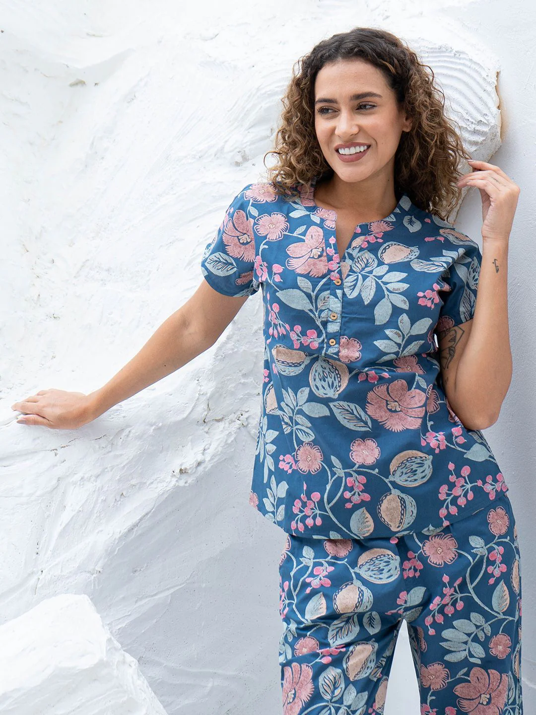 SANSKRUTIHOMES Printed Pure Cotton Top With Trousers Co-Ords - Image 2