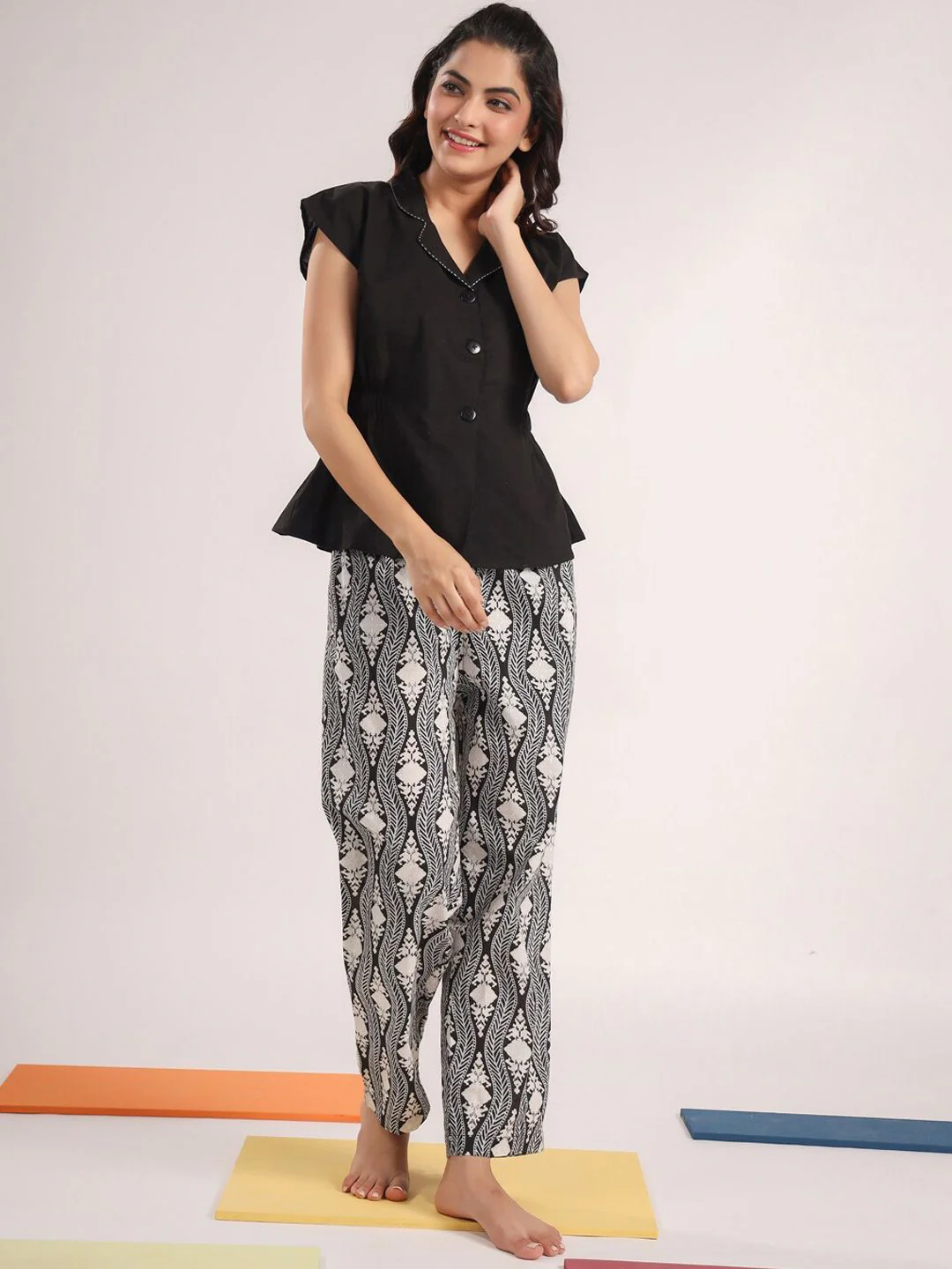 SANSKRUTIHOMES Sleeveless Pure Cotton Top With Pyjamas - Image 6