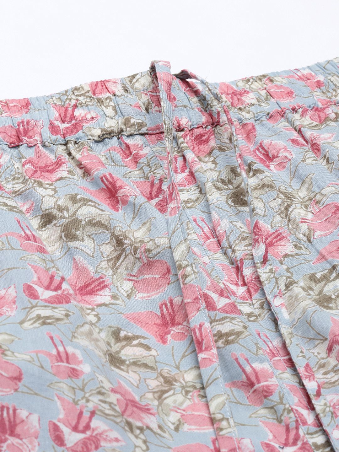 SANSKRUTIHOMES Women Blue & Pink Printed Cotton Pyjama Set - Image 3