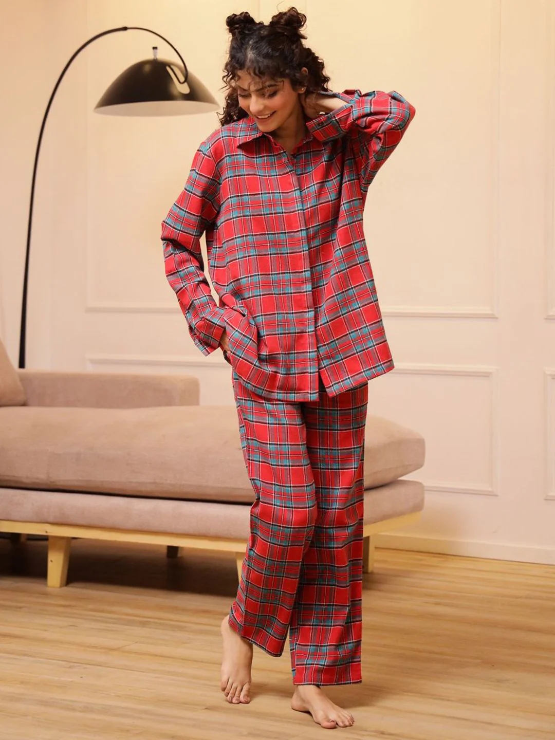 SANSKRUTIHOMES Women Checked Night suit - Image 5