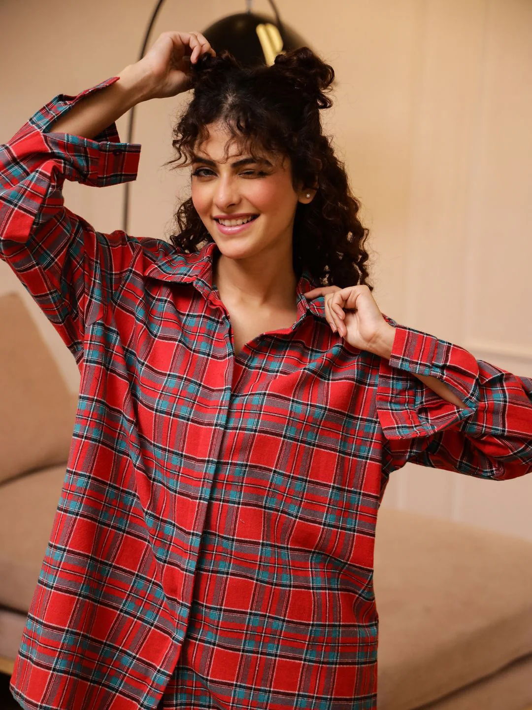 SANSKRUTIHOMES Women Checked Night suit - Image 6