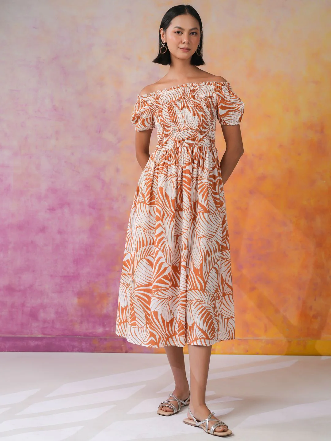 SANSKRUTIHOMES Women Floral Printed Cotton Fit & Flare Dress
