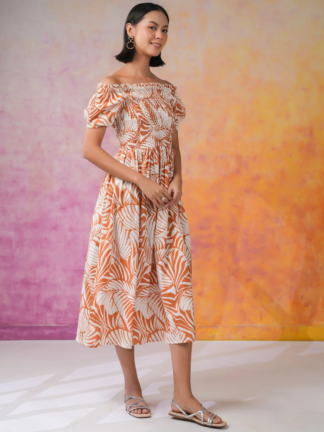 SANSKRUTIHOMES Women Floral Printed Cotton Fit & Flare Dress - Image 3