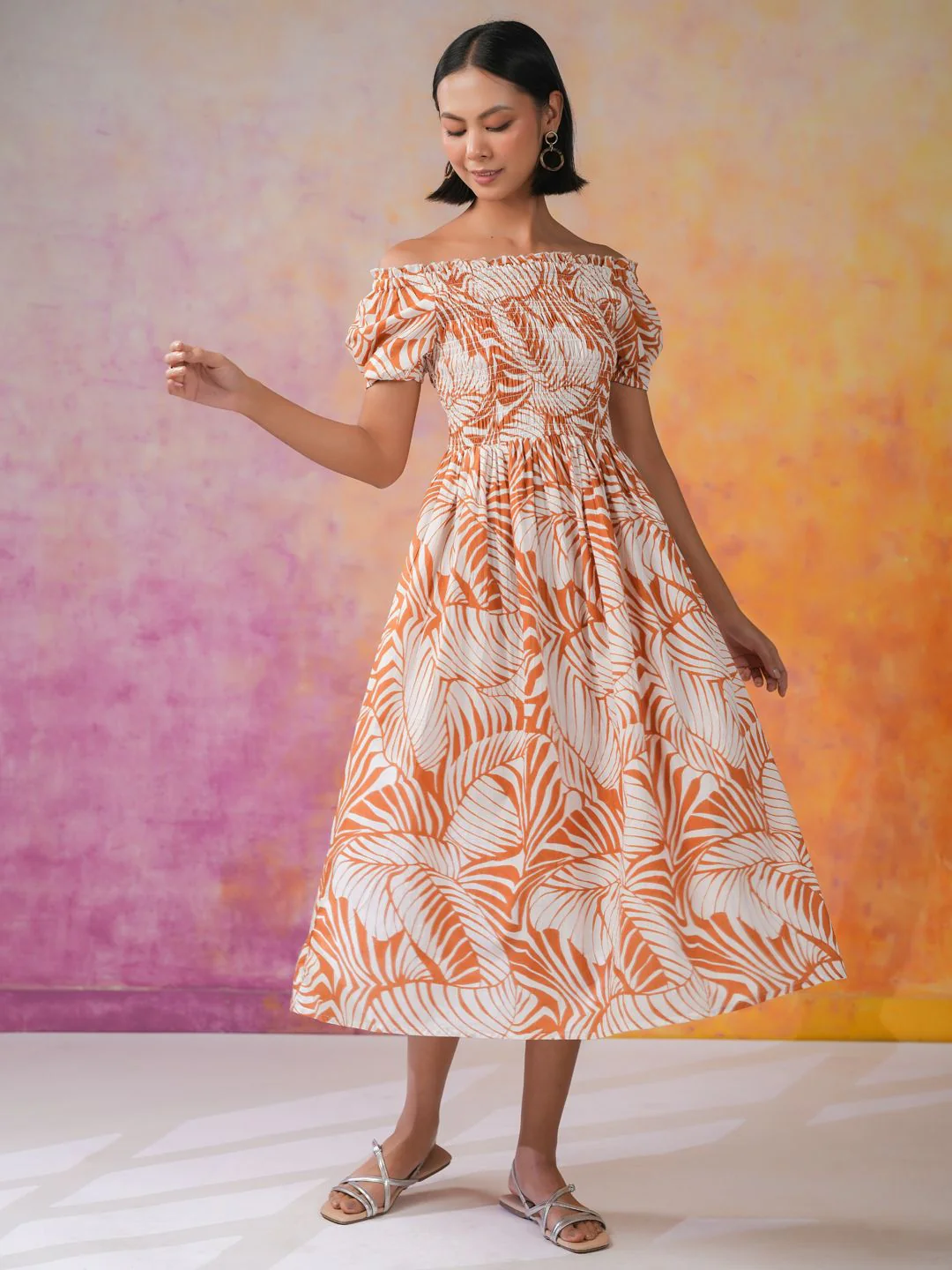 SANSKRUTIHOMES Women Floral Printed Cotton Fit & Flare Dress - Image 4