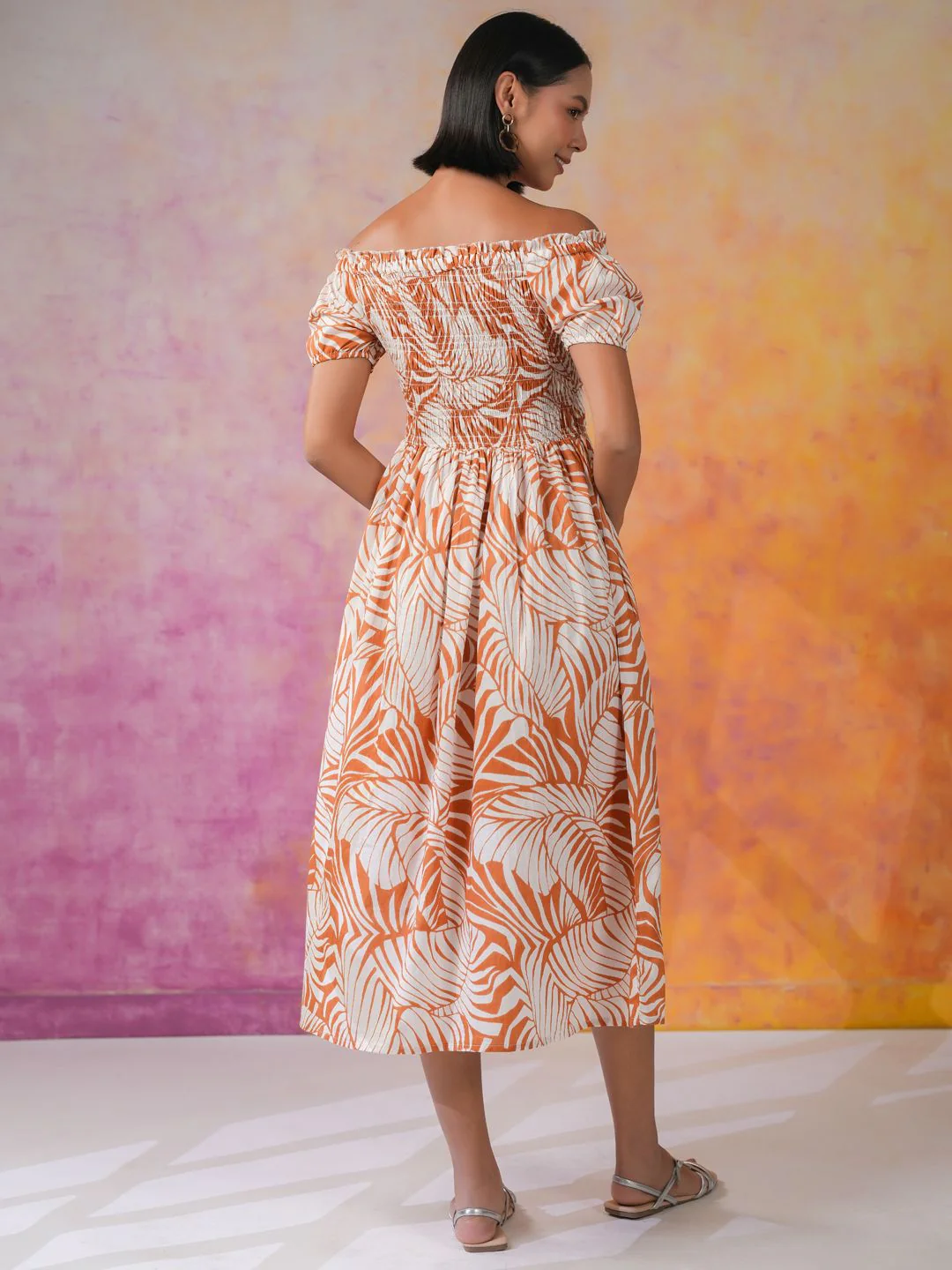 SANSKRUTIHOMES Women Floral Printed Cotton Fit & Flare Dress - Image 5