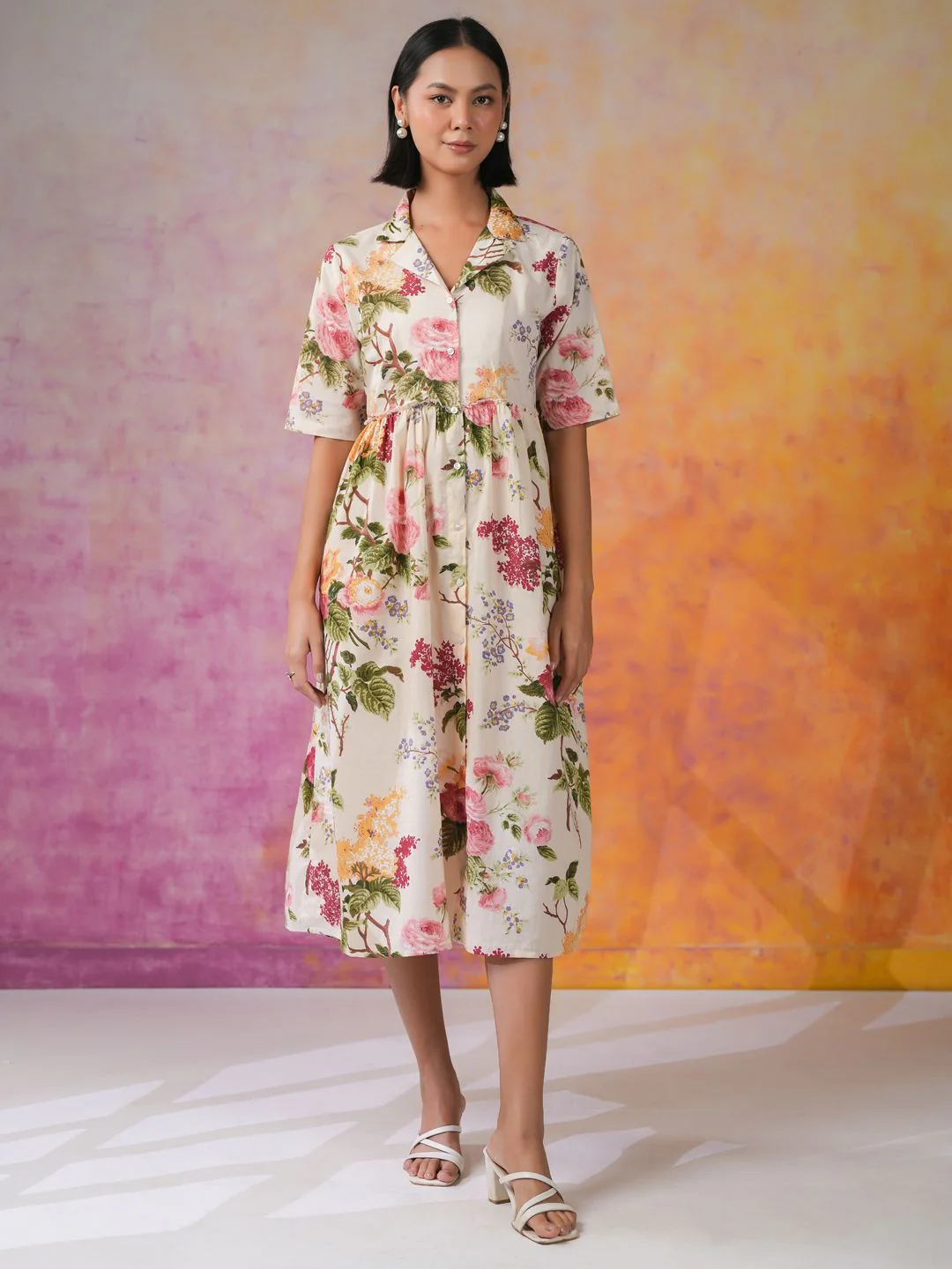 SANSKRUTIHOMES Women Floral Printed Fit & Flare Midi Dress