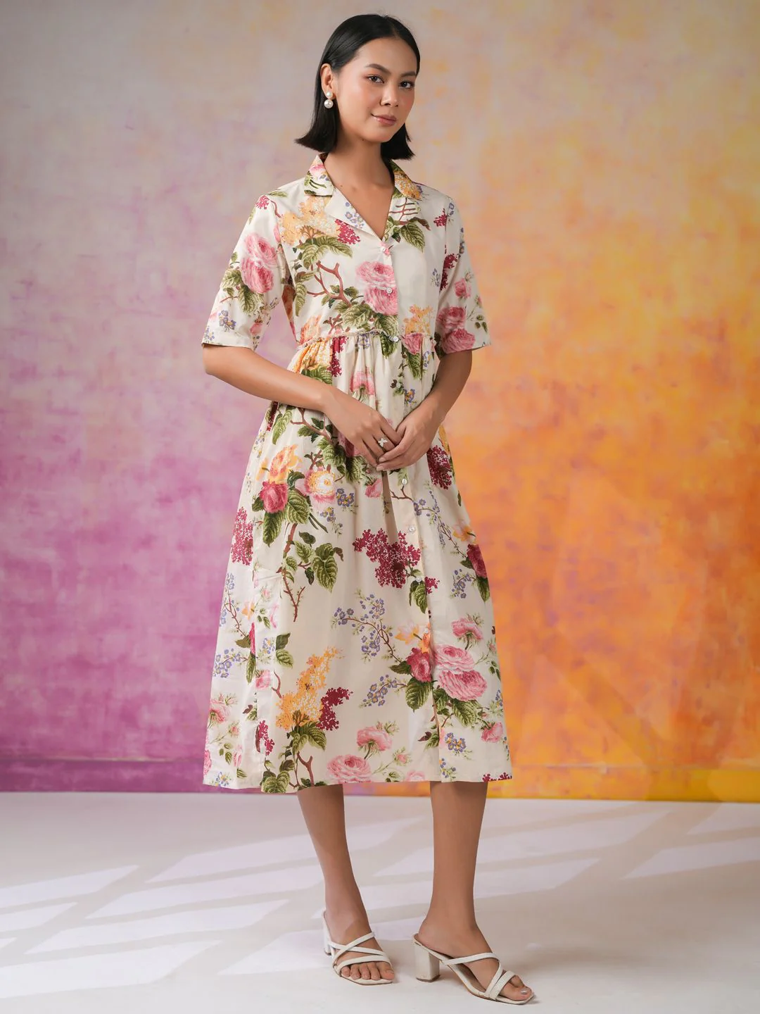 SANSKRUTIHOMES Women Floral Printed Fit & Flare Midi Dress - Image 3