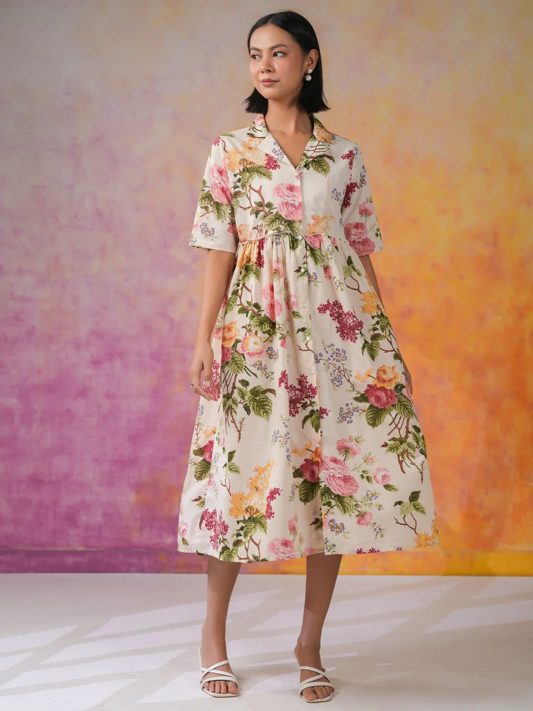 SANSKRUTIHOMES Women Floral Printed Fit & Flare Midi Dress - Image 4
