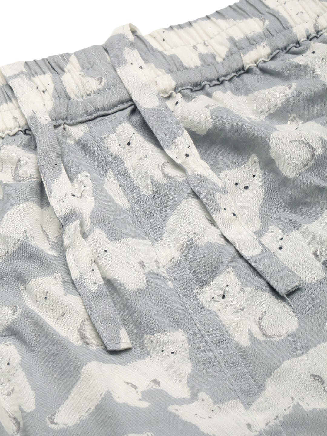SANSKRUTIHOMES Women Grey & Off White Pure Cotton Printed Shorts Set - Image 3
