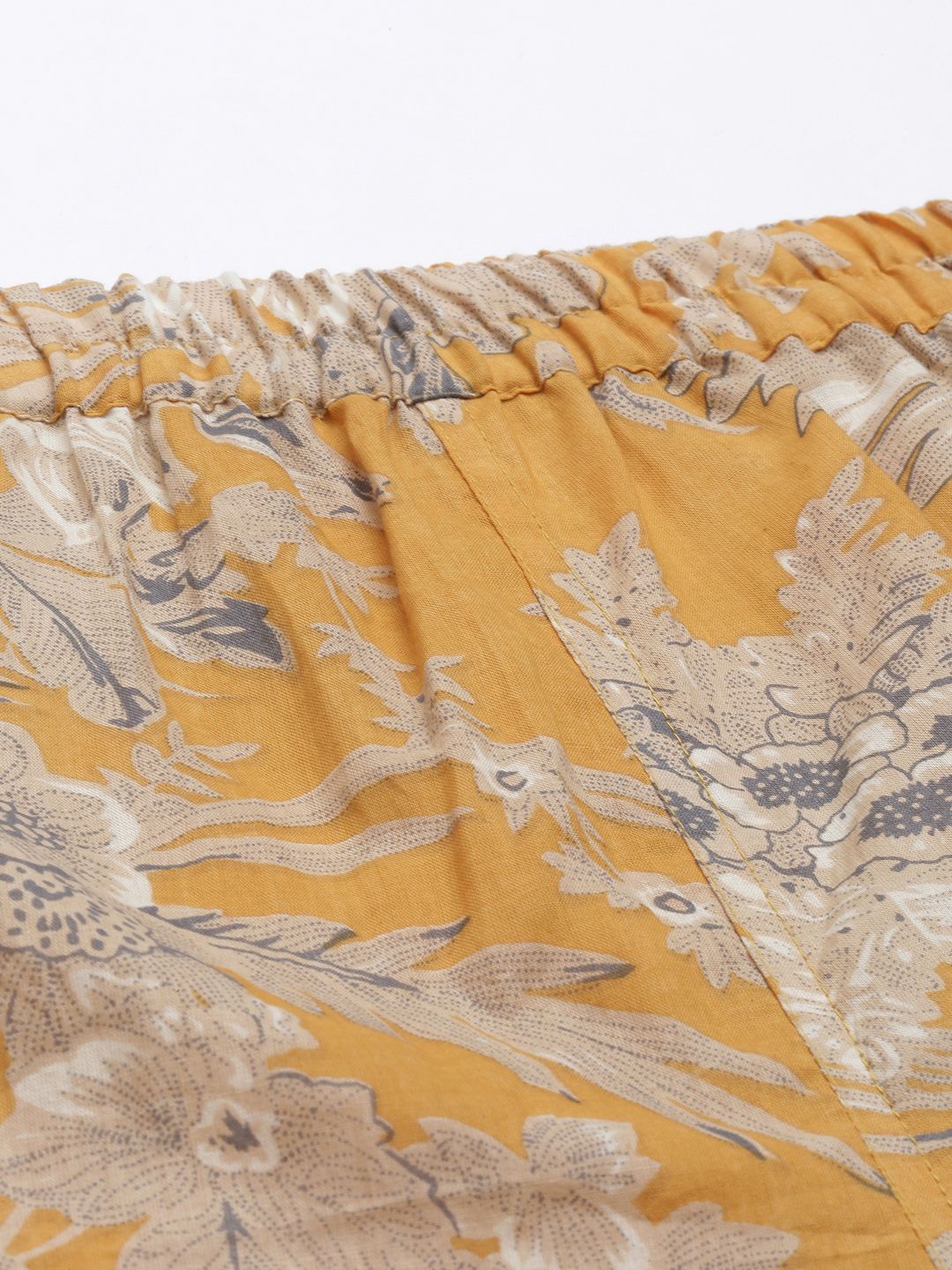 SANSKRUTIHOMES Women Mustard Yellow & Beige Printed Night suit - Image 3