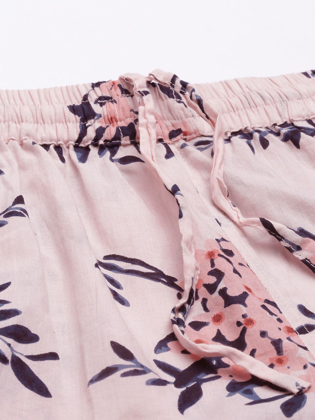 SANSKRUTIHOMES Women Peach-Coloured Pure Cotton Floral Print Shorts Set - Image 3