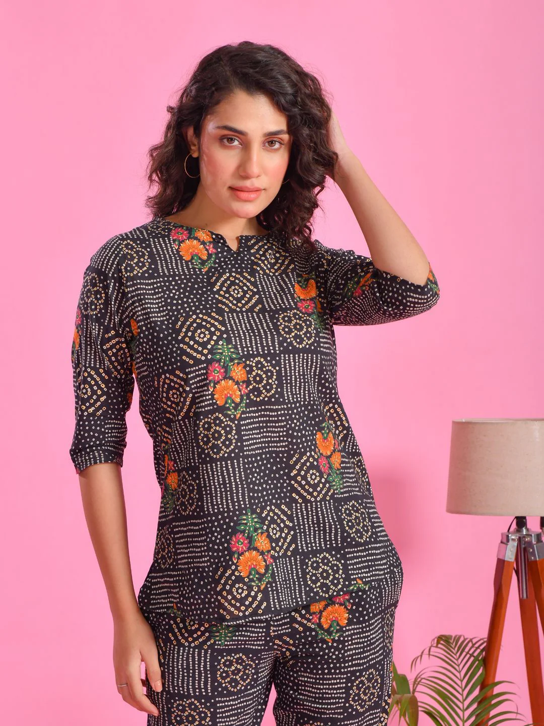 SANSKRUTIHOMES Women Printed Pure Cotton Round Neck Top & Flared Trouser Night suits - Image 6