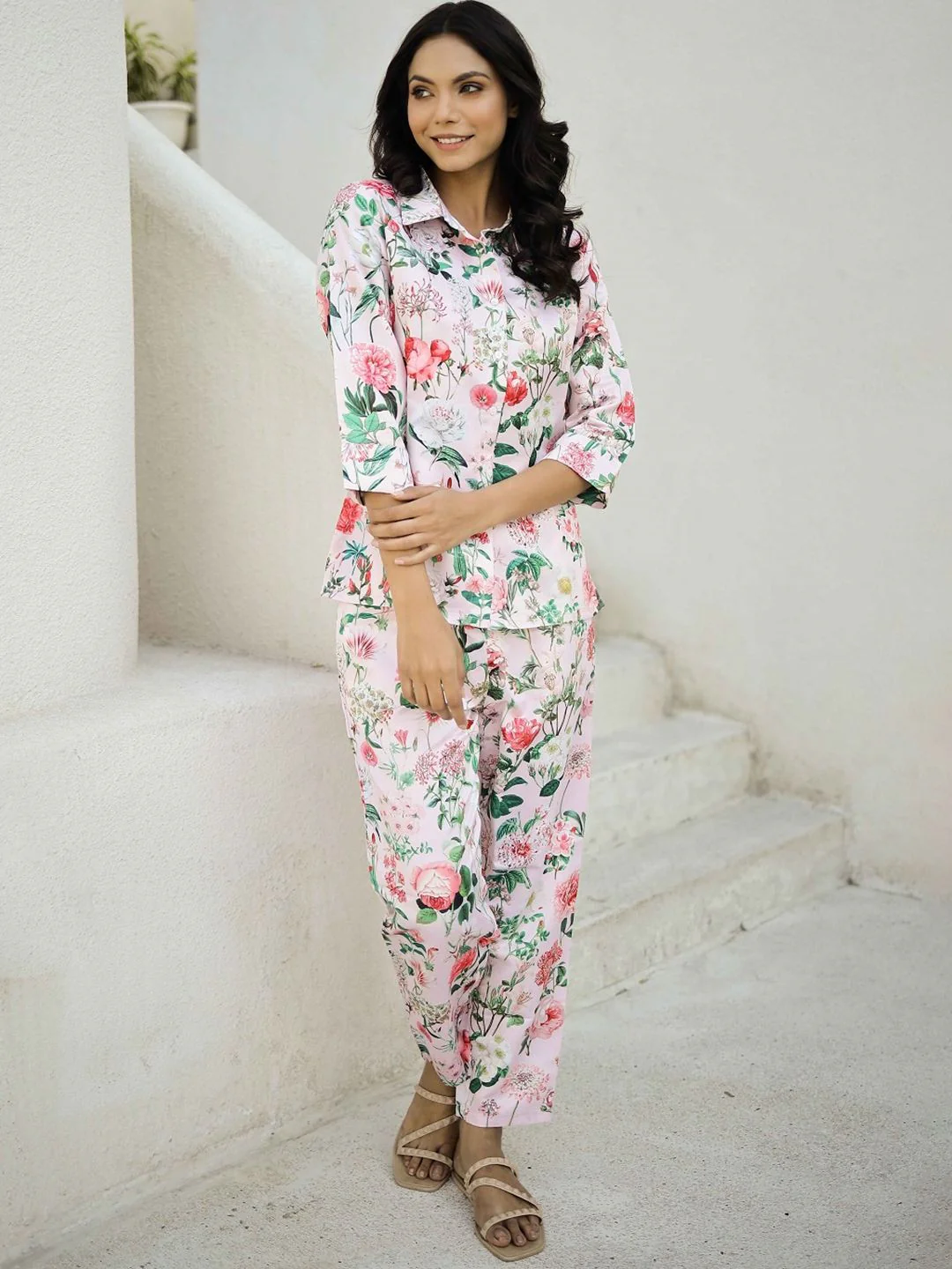 SANSKRUTIHOMES Women Printed Satin Night suit