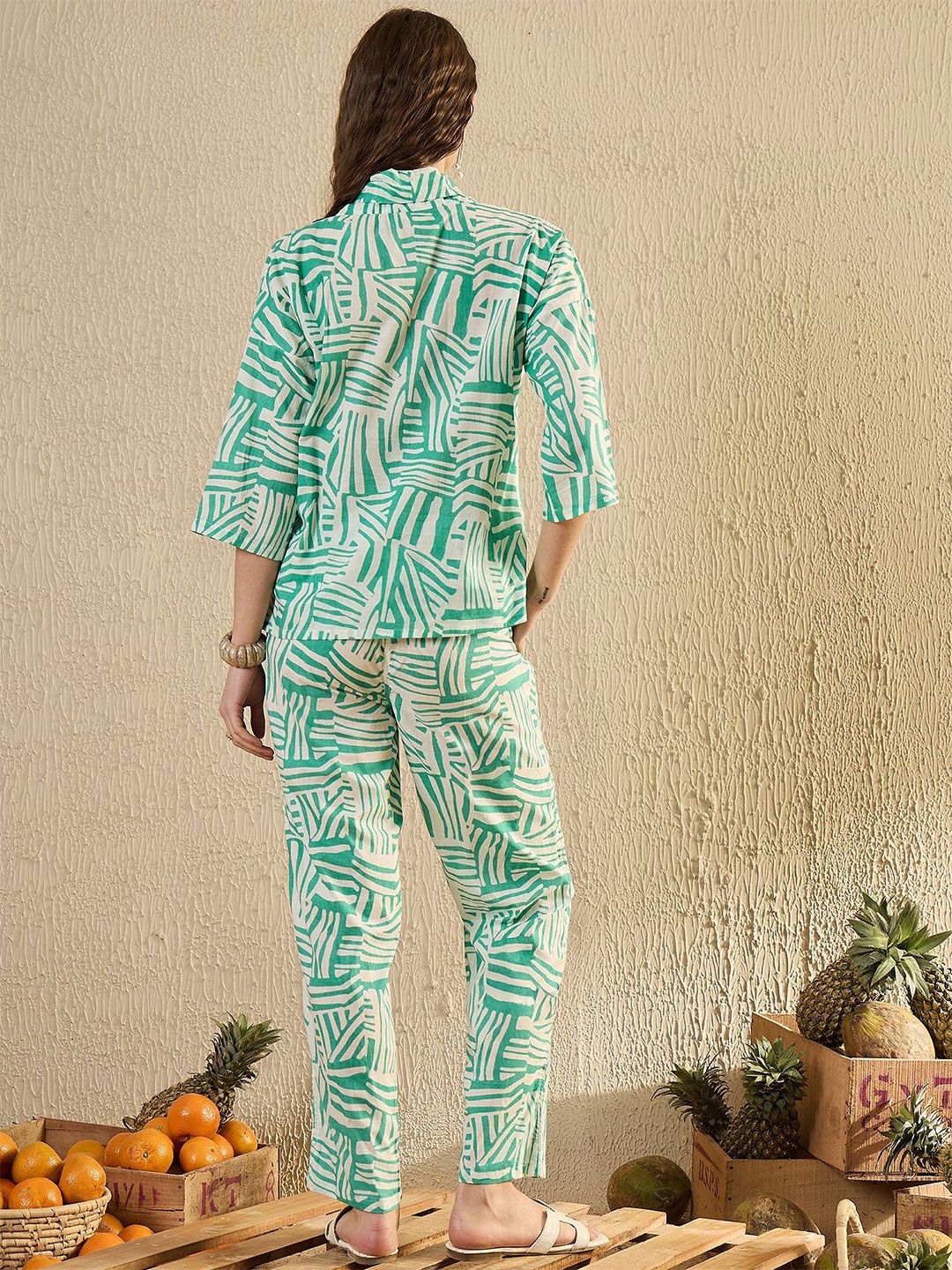 SANSKRUTIHOMES Women Pure Cotton Printed V- Neck Night Suit - Image 5