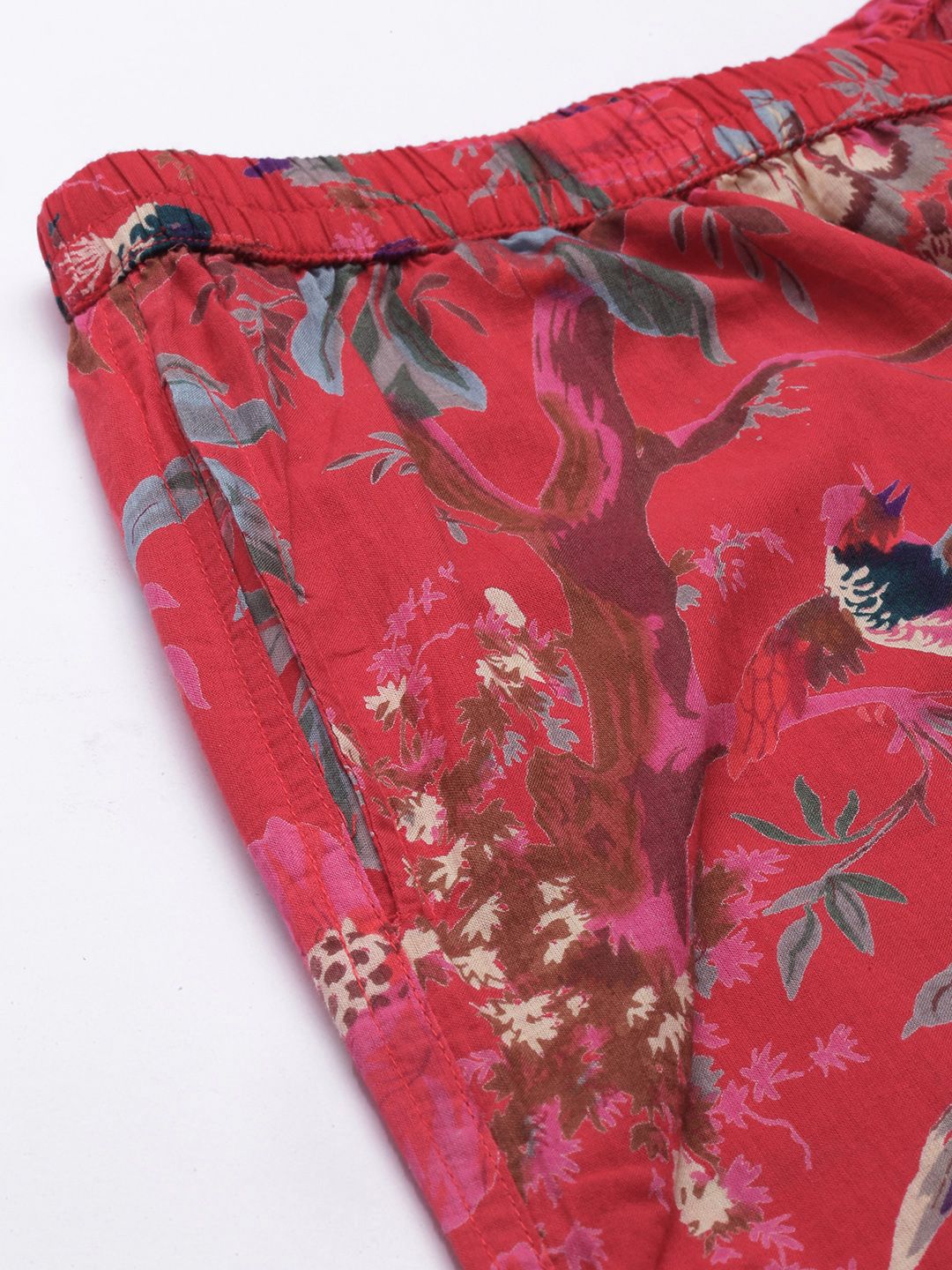 SANSKRUTIHOMES Women Red & Grey Printed Pure Cotton Night suit - Image 7