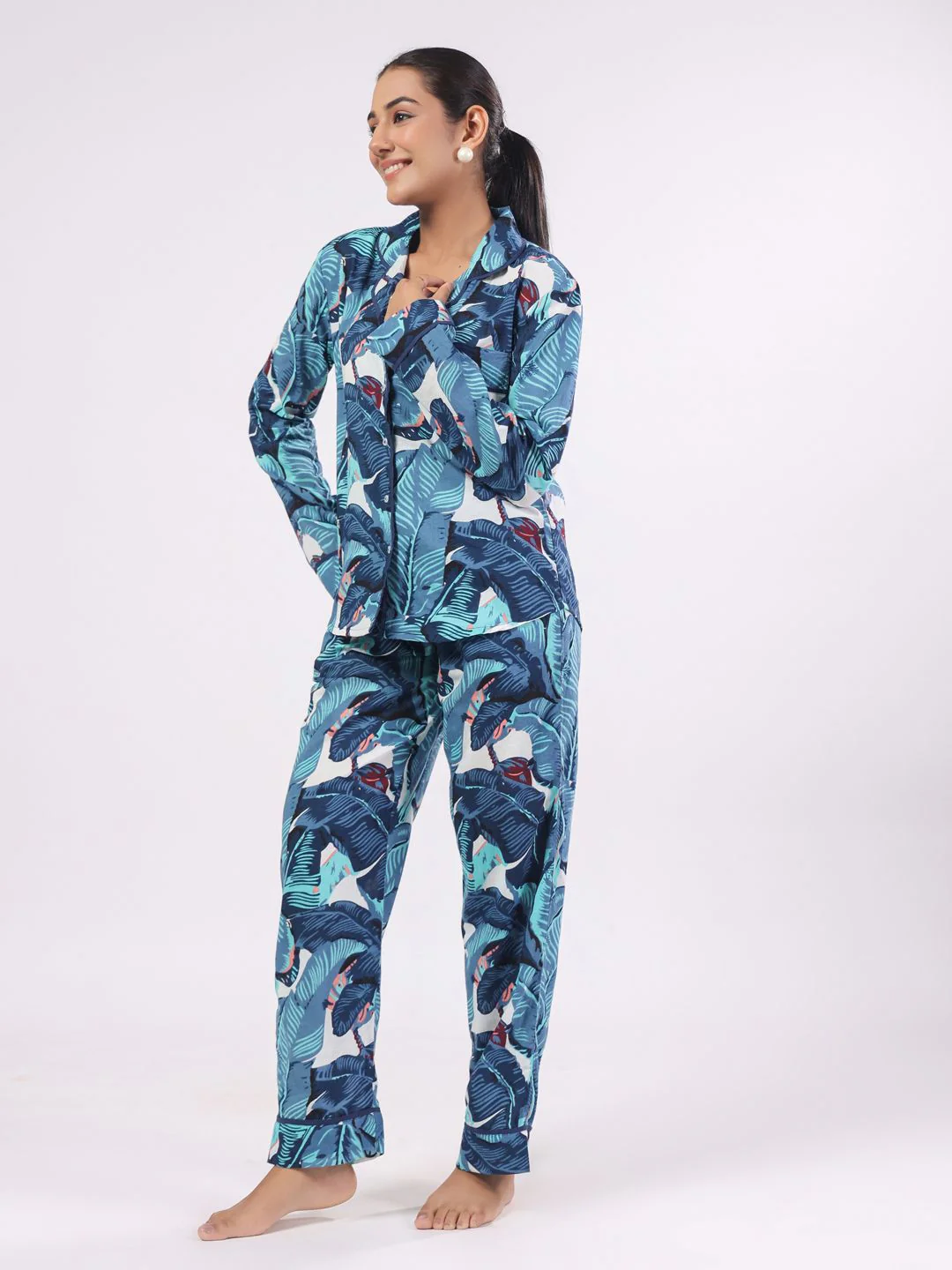 SANSKRUTIHOMES Women Tropical Printed Pure Cotton Night suit - Image 3