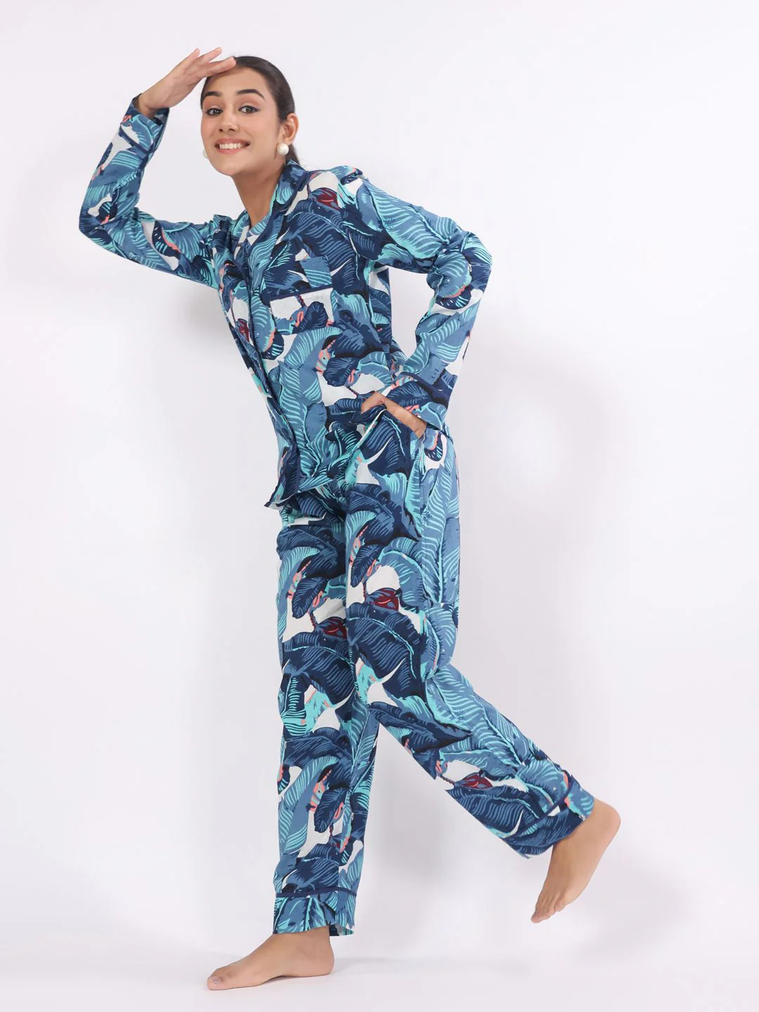 SANSKRUTIHOMES Women Tropical Printed Pure Cotton Night suit - Image 4
