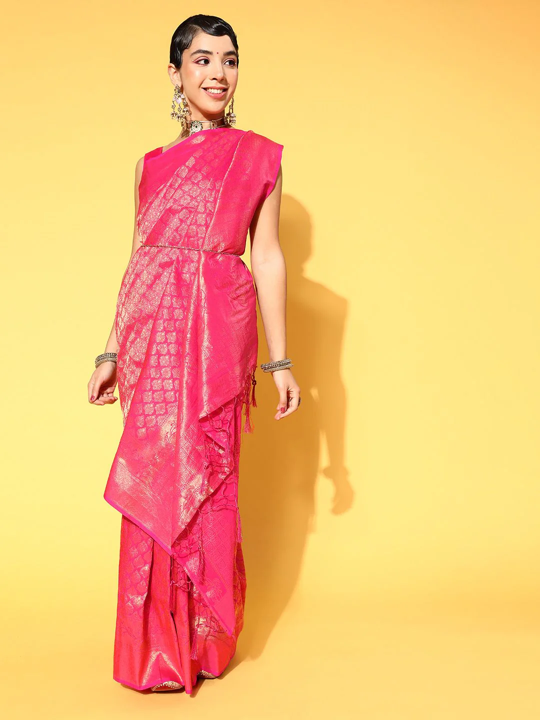 Saree mall Ethnic Motifs Saree with Woven Design Border - Image 3