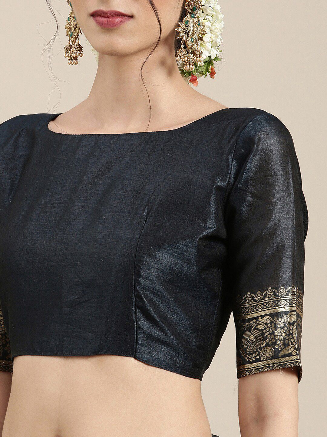 Saree mall Ethnic Motifs Woven Design Zari Baluchari Sarees - Image 4