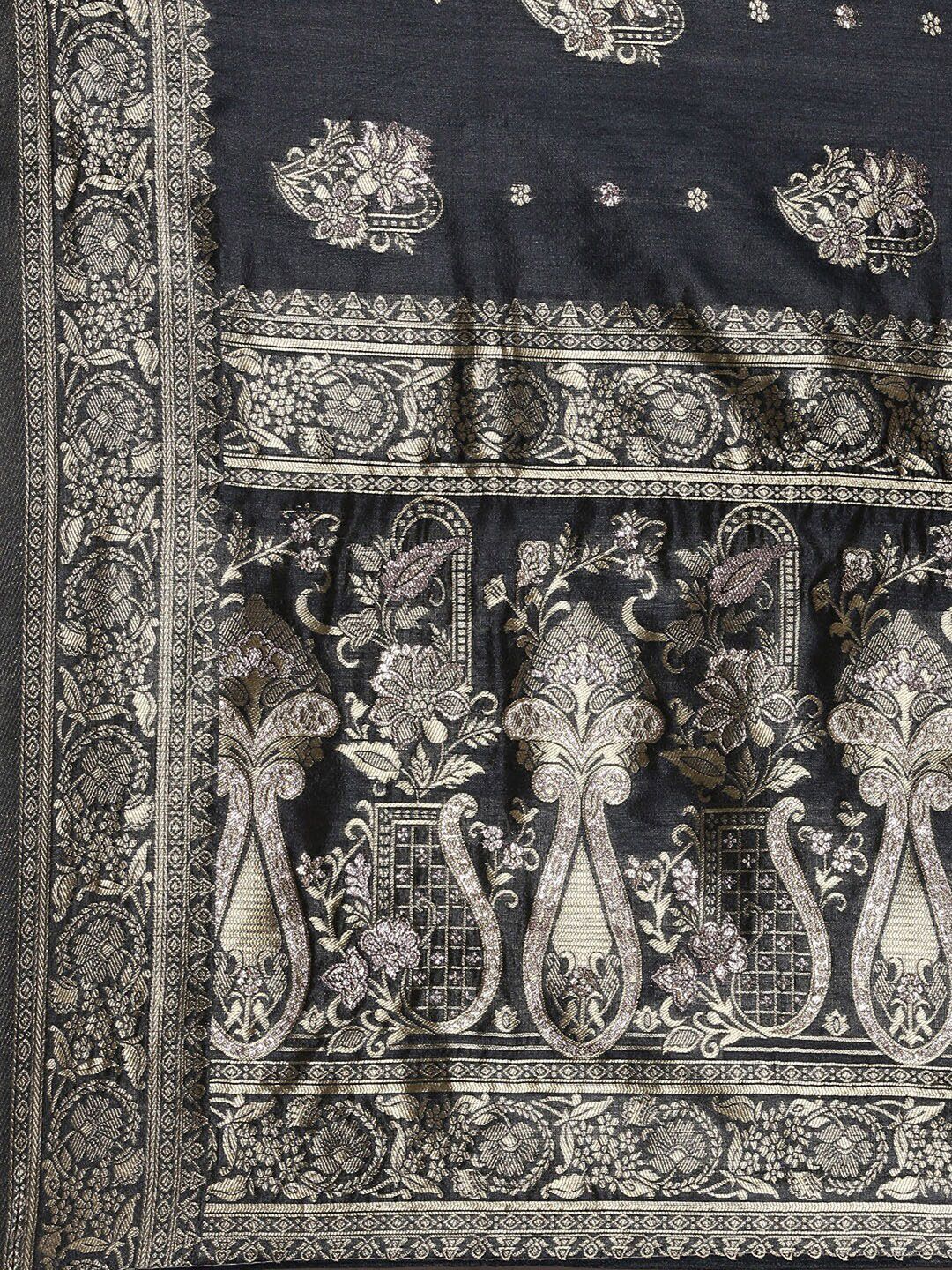 Saree mall Ethnic Motifs Woven Design Zari Baluchari Sarees - Image 5