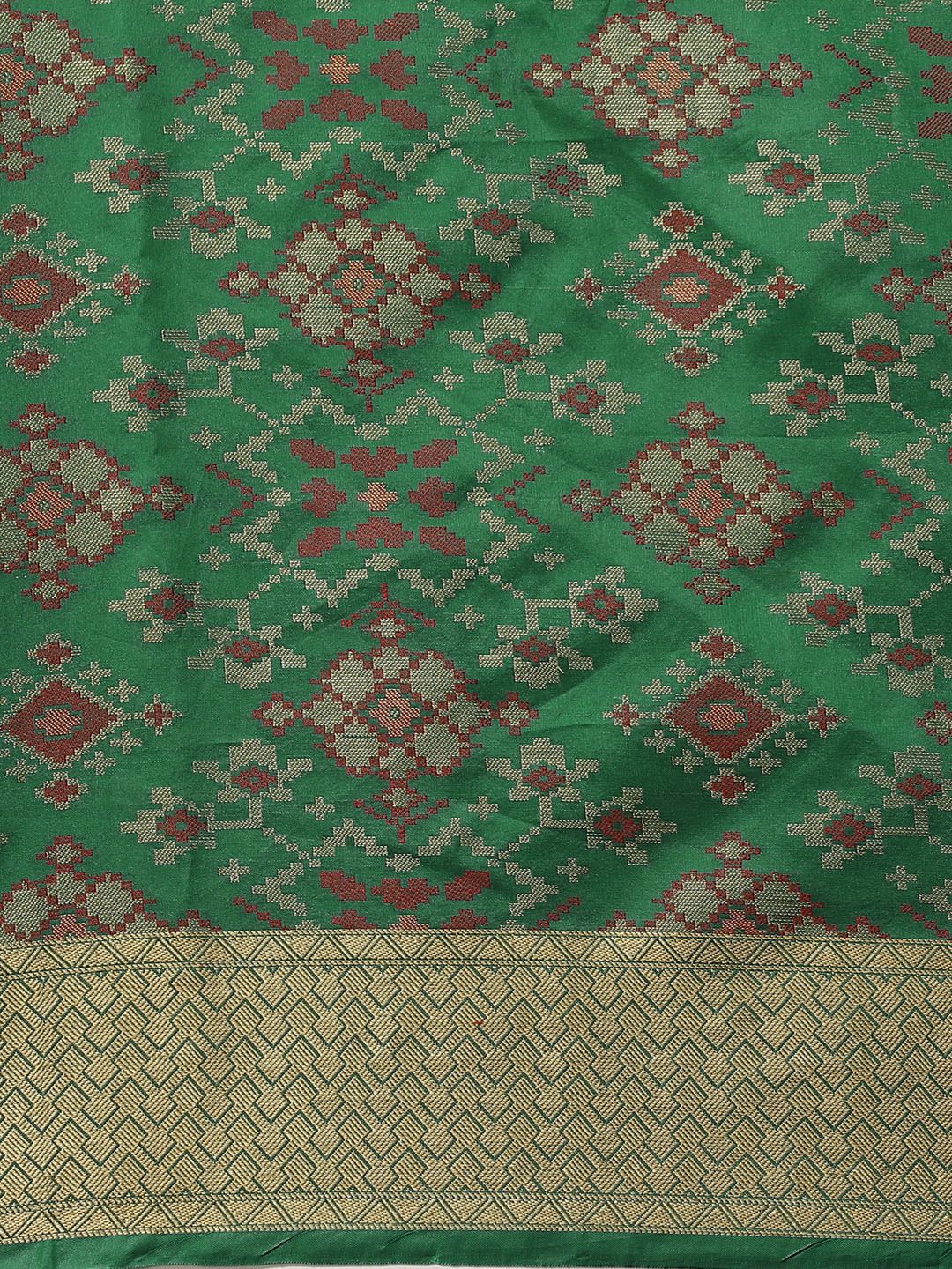 Saree mall Green & Golden Woven Design Banarasi Saree - Image 3