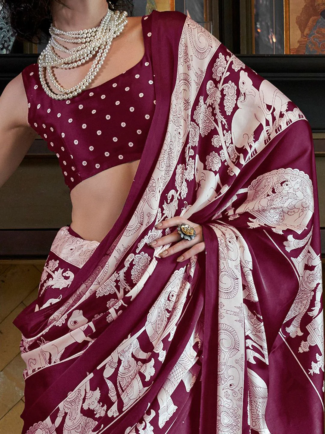 Saree mall Kalamkari Zari Block Print Sarees - Image 2
