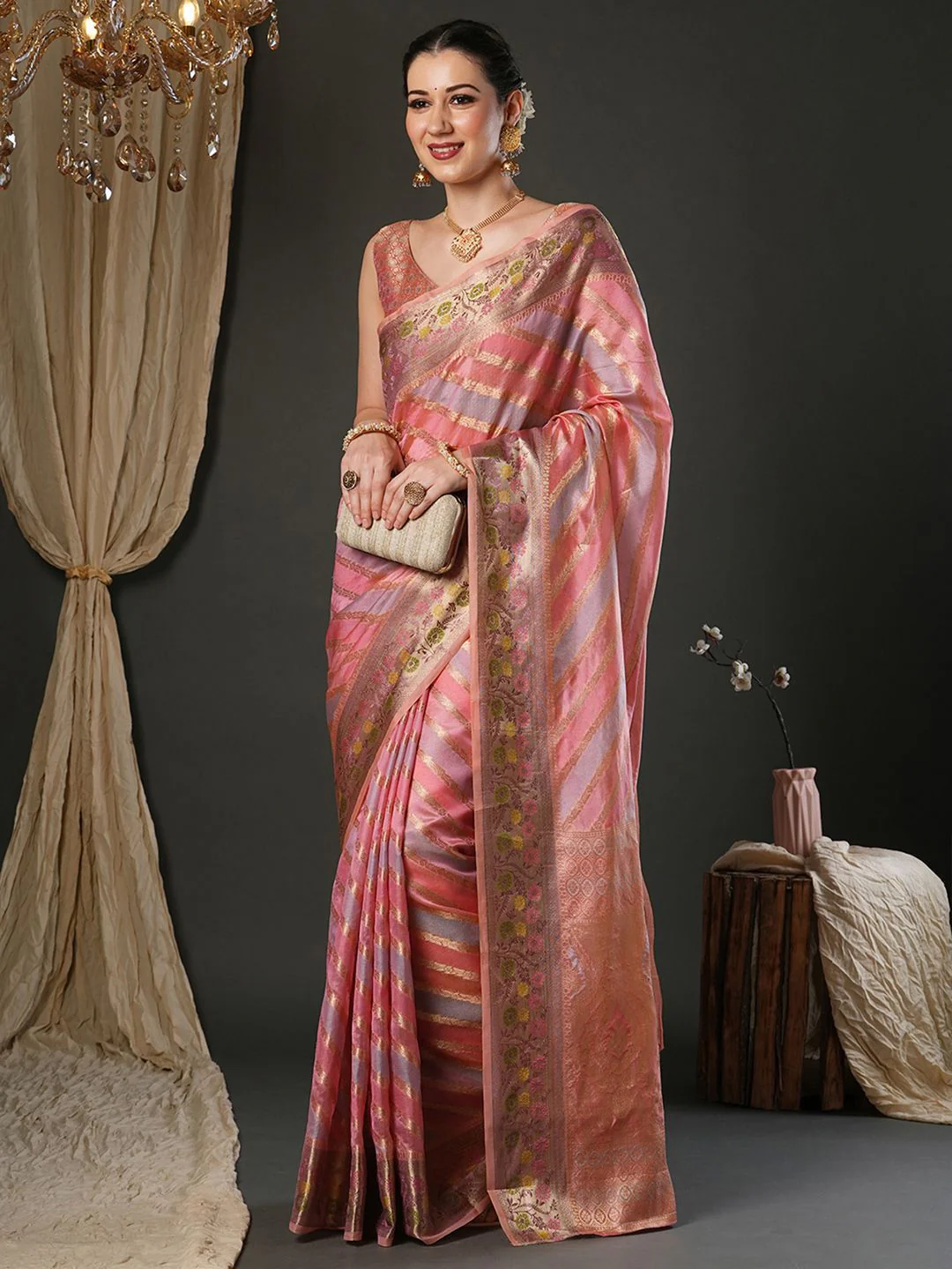 Saree mall Woven Design Zari Organza Banarasi Sarees - Image 3