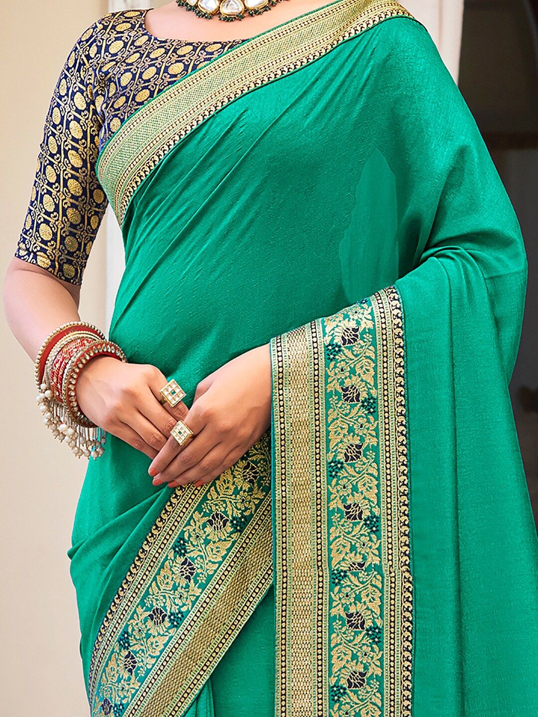 Saree mall Woven Design Zari Silk Blend Sarees - Image 3